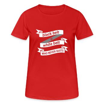 Ceinture noire et ceinture blanche - T-shirt respirant Femme - rouge - Devant - AI Model Female 172 dark (172cm)