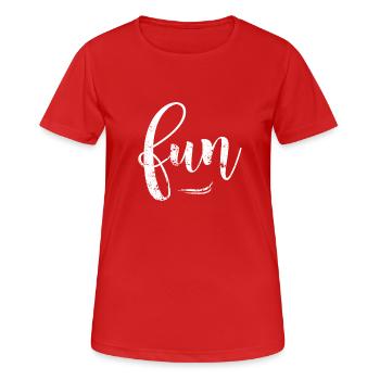 FUN - Frauen T-Shirt atmungsaktiv - Rot - Vorne - AI Model Female 172 dark (172cm)