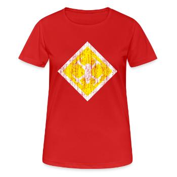 signe frais de drones sous forme Karo sur un fond jaune - T-shirt respirant Femme - rouge - Devant - AI Model Female 172 dark (172cm)