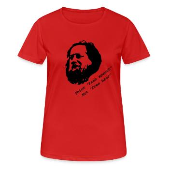 Stallman 'Think free speech, not free beer' - Women's Breathable T-Shirt - red - Front - AI Model Female 172 dark (172cm)