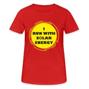 lustiges laufe mit Solarenergie-Design - Frauen T-Shirt atmungsaktiv - Rot - Vorne - AI Model Female 172 dark (172cm)