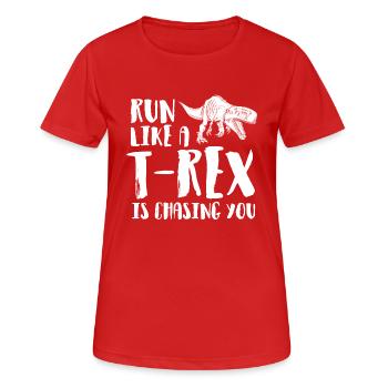 courir drôle T-Rex Tyrannosaurus de jogging cadeau - T-shirt respirant Femme - rouge - Devant - AI Model Female 172 dark (172cm)