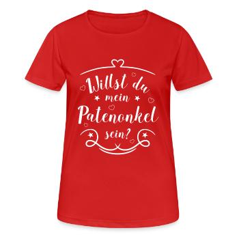 Tu veux être mon parrain ? Les parrains demandent blanc - T-shirt respirant Femme - rouge - Devant - AI Model Female 172 dark (172cm)