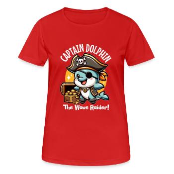 Pirate Dolphin Wave Raider - Women's Breathable T-Shirt - red - Front - AI Model Female 172 dark (172cm)