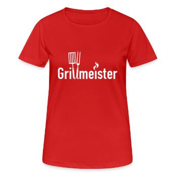 GRILLMEISTER - Grill Master BBQ, Grilling, - Women's Breathable T-Shirt - red - Front - AI Model Female 172 dark (172cm)