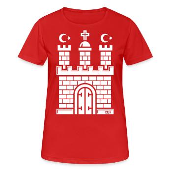 Hamburg Wappen Mit Halbmond (Türkisch / White) - Frauen T-Shirt atmungsaktiv - Rot - Vorne - AI Model Female 172 dark (172cm)