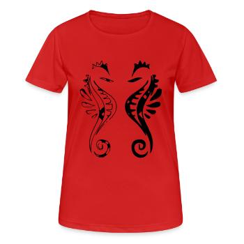 Conception de l'hippocampe - T-shirt respirant Femme - rouge - Devant - AI Model Female 172 dark (172cm)