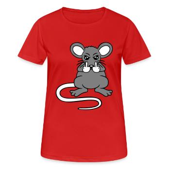Mouse Nasty Angry Frustrated Aggressive Middle Finger - Women's Breathable T-Shirt - red - Front - AI Model Female 172 dark (172cm)