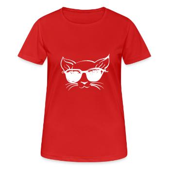 Cool Cat lunettes de soleil chat chat ami chat - T-shirt respirant Femme - rouge - Devant - AI Model Female 172 dark (172cm)
