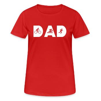 Dad Vater Triathlon Papa T-Shirt Geschenk - Frauen T-Shirt atmungsaktiv - Rot - Vorne - AI Model Female 172 dark (172cm)