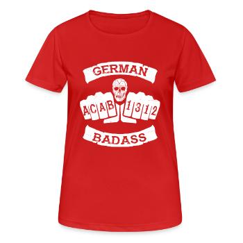 german badass deutschland fußball hooligan tattoo - Frauen T-Shirt atmungsaktiv - Rot - Vorne - AI Model Female 172 dark (172cm)