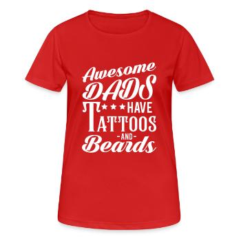 Awesome Dads Have Tattoos And Beard - Women's Breathable T-Shirt - red - Front - AI Model Female 172 dark (172cm)