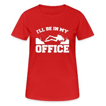 Je serai dans mon bureau Scuba Diver - T-shirt respirant Femme - rouge - Devant - AI Model Female 172 dark (172cm)
