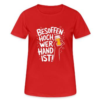 Majorque Party Saying - Ivre Qui Est Main - T-shirt respirant Femme - rouge - Devant - AI Model Female 172 dark (172cm)