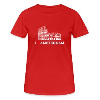 I Love Amsterdam Kolosseum Niederlande Herz Flagge - Frauen T-Shirt atmungsaktiv - Rot - Vorne - AI Model Female 172 dark (172cm)