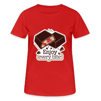 SCHOKORIEGEL GENIESSEN SIE JEDEN BISSEN - Frauen T-Shirt atmungsaktiv - Rot - Vorne - AI Model Female 172 dark (172cm)