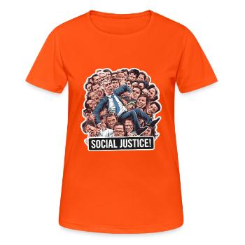 JUSTICE SOCIALE - T-shirt respirant Femme - orange néon - Devant - AI Model Female 172 dark (172cm)