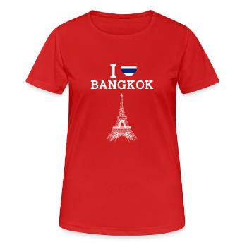 J’aime Bangkok Cool Thaïlande Jeu de mots Tour Eiffel Fun - T-shirt respirant Femme - rouge - Devant - AI Model Female 172 dark (172cm)