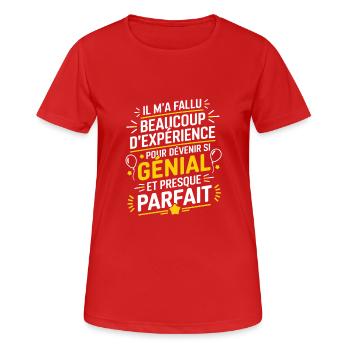 Die Erfahrung hat mich ausgezeichnet gemacht. - Frauen T-Shirt atmungsaktiv - Rot - Vorne - AI Model Female 172 dark (172cm)