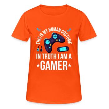 Halloween Pisse Zeichenfläche 1 Kopie 3 - Frauen T-Shirt atmungsaktiv - Neonorange - Vorne - AI Model Female 172 dark (172cm)