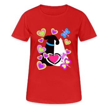 Dog Cats Valentine Love Retro Vintage - Women's Breathable T-Shirt - red - Front - AI Model Female 172 dark (172cm)