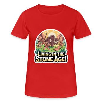 HÖHLENMENSCHEN, DIE IN DER STEINZEIT LEBEN - Frauen T-Shirt atmungsaktiv - Rot - Vorne - AI Model Female 172 dark (172cm)
