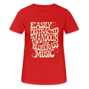 Faszination für Mandoline und Bluegrass - Frauen T-Shirt atmungsaktiv - Rot - Vorne - AI Model Female 172 dark (172cm)