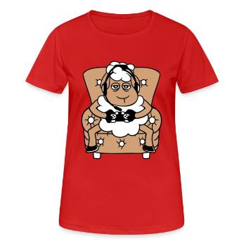 Schaf Gamer Sessel Controller Videospiel Nerd Cool - Frauen T-Shirt atmungsaktiv - Rot - Vorne - AI Model Female 172 dark (172cm)