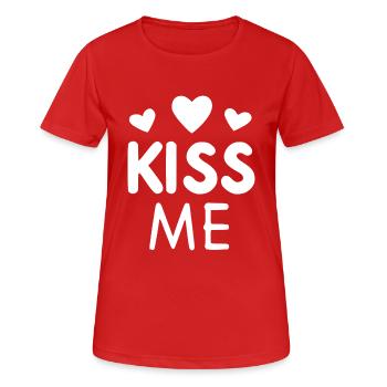Kiss Me - Women's Breathable T-Shirt - red - Front - AI Model Female 172 dark (172cm)