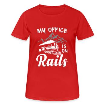 Railroad Trains - My Office is on Rails - Women's Breathable T-Shirt - red - Front - AI Model Female 172 dark (172cm)