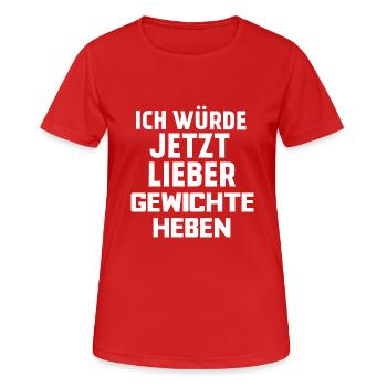 GEWICHTE HEBEN - Frauen T-Shirt atmungsaktiv - Rot - Vorne - AI Model Female 172 dark (172cm)