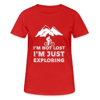Mountains - mountain biking - mountain biking - cycling - Women's Breathable T-Shirt - red - Front - AI Model Female 172 dark (172cm)