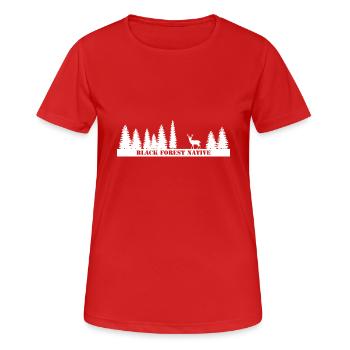 Forêt Noire indigène - T-shirt respirant Femme - rouge - Devant - AI Model Female 172 dark (172cm)