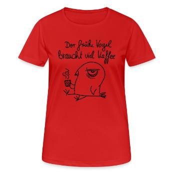 Les lève-tôt a besoin de beaucoup de café - ligne - T-shirt respirant Femme - rouge - Devant - AI Model Female 172 dark (172cm)