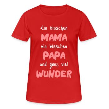 Mama + Papa = Wunder (Geschenkidee) - Frauen T-Shirt atmungsaktiv - Rot - Vorne - AI Model Female 172 dark (172cm)