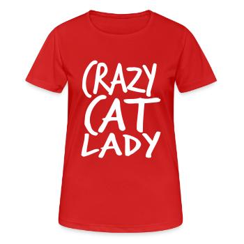 Chat fou Dame Texte Folle Femme Chats Amour - T-shirt respirant Femme - rouge - Devant - AI Model Female 172 dark (172cm)