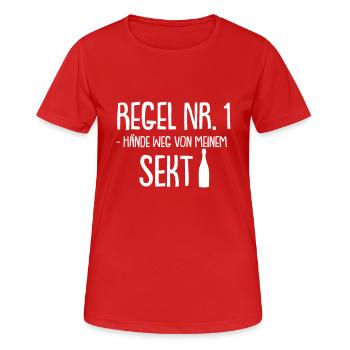 regel nr 1 hände weg von meinem sekt - Frauen T-Shirt atmungsaktiv - Rot - Vorne - AI Model Female 172 dark (172cm)