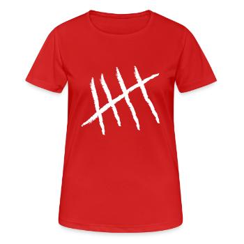 Hashmark Five - 5 Striche - Frauen T-Shirt atmungsaktiv - Rot - Vorne - AI Model Female 172 dark (172cm)