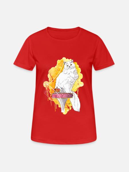 Catking - Frauen T-Shirt atmungsaktiv - Rot