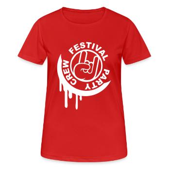 Festival Party Crew Rock Metal Team Round Stamp - Women's Breathable T-Shirt - red - Front - AI Model Female 172 dark (172cm)