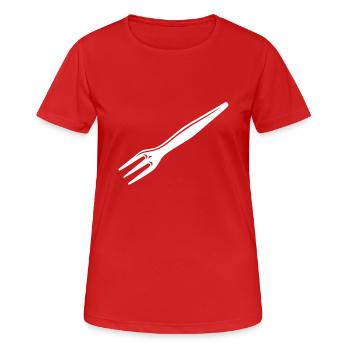 Design-Klassiker Pommesgabel - Frauen T-Shirt atmungsaktiv - Rot - Vorne - AI Model Female 172 dark (172cm)