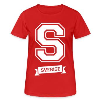 "S" Sverige (Varsity Style) - Women's Breathable T-Shirt - red - Front - AI Model Female 172 dark (172cm)
