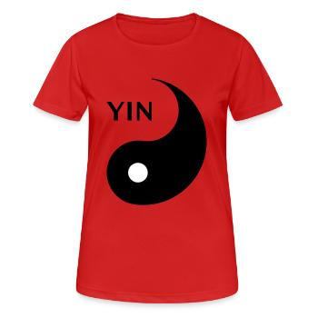 Yin Yang, look partenaire, couples, Saint Valentin, - T-shirt respirant Femme - rouge - Devant - AI Model Female 172 dark (172cm)