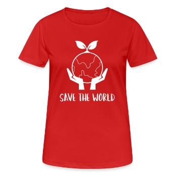 Sauvez le monde - Terre, mains, plantes, protection du climat - T-shirt respirant Femme - rouge - Devant - AI Model Female 172 dark (172cm)
