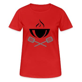 Flamme de barbecue cadeau louche feu griller - T-shirt respirant Femme - rouge - Devant - AI Model Female 172 dark (172cm)