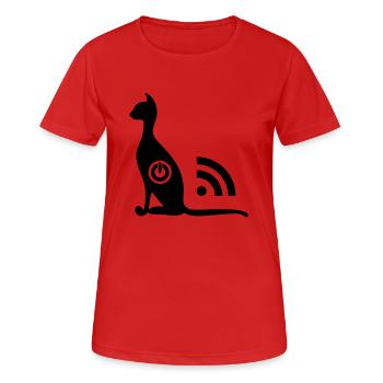 Chat Wi-Fi un - T-shirt respirant Femme - rouge - Devant - AI Model Female 172 dark (172cm)