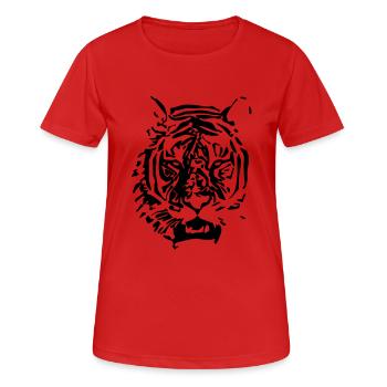 Tiger - Frauen T-Shirt atmungsaktiv - Rot - Vorne - AI Model Female 172 dark (172cm)