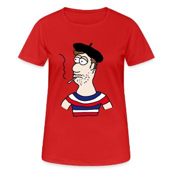 Français - T-shirt respirant Femme - rouge - Devant - AI Model Female 172 dark (172cm)