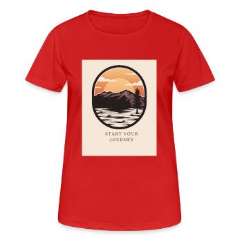 Adventure - Start your Journey - Frauen T-Shirt atmungsaktiv - Rot - Vorne - AI Model Female 172 dark (172cm)