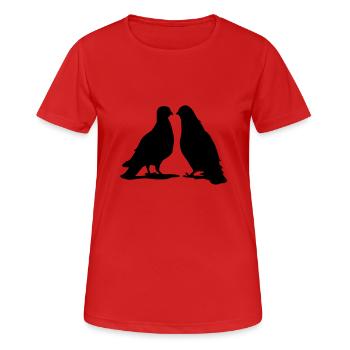 Valentins Taubenpaar - Dove Couple 2_1c - Women's Breathable T-Shirt - red - Front - AI Model Female 172 dark (172cm)